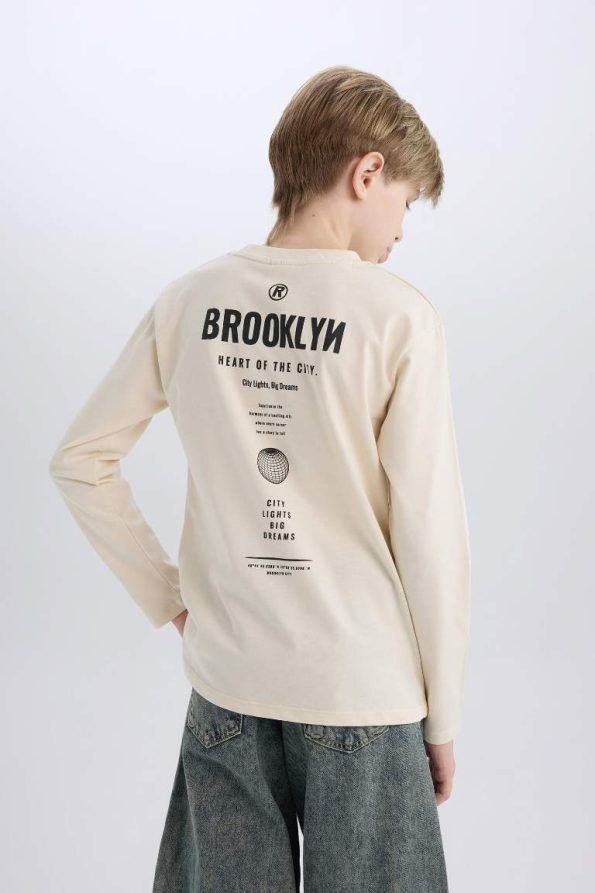 Boys' Long Sleeve Crew Neck T-Shirt with Back Print