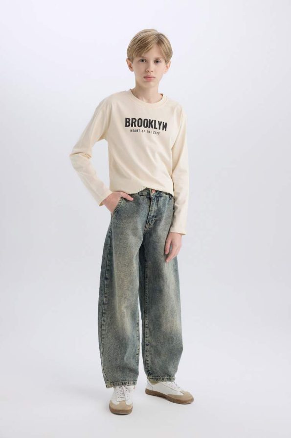 Boys' Long Sleeve Crew Neck T-Shirt with Back Print
