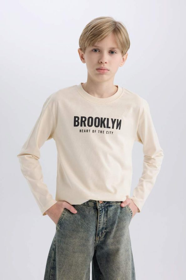 Boys' Long Sleeve Crew Neck T-Shirt with Back Print