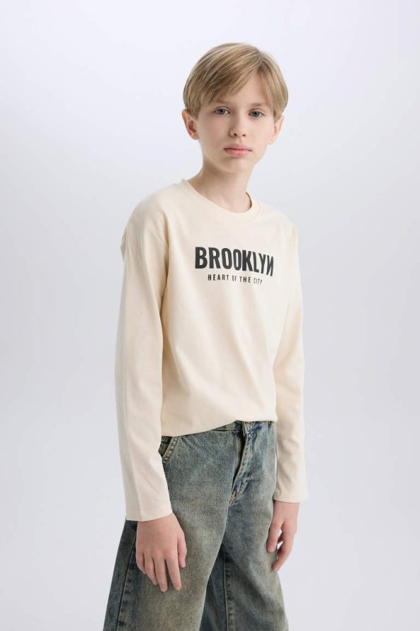Boys' Long Sleeve Crew Neck T-Shirt with Back Print