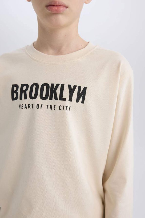 Boys' Long Sleeve Crew Neck T-Shirt with Back Print