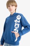 Boys' Hooded Kangaroo Pocket Printed Sweatshirt