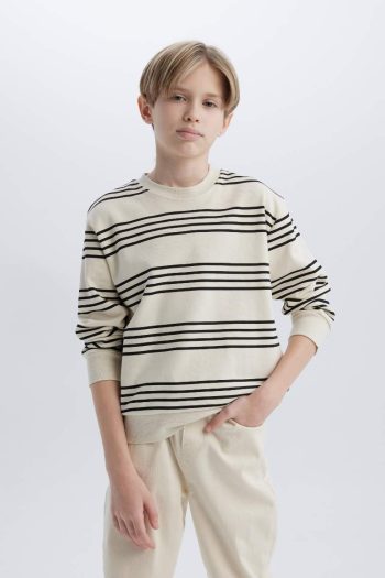 Boys' Striped Crew Neck Sweatshirt