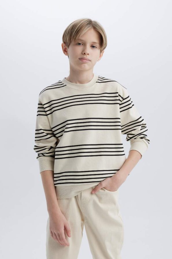 Boys' Striped Crew Neck Sweatshirt