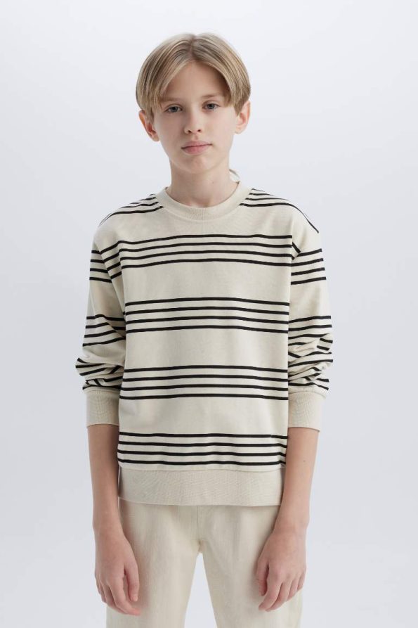 Boys' Striped Crew Neck Sweatshirt