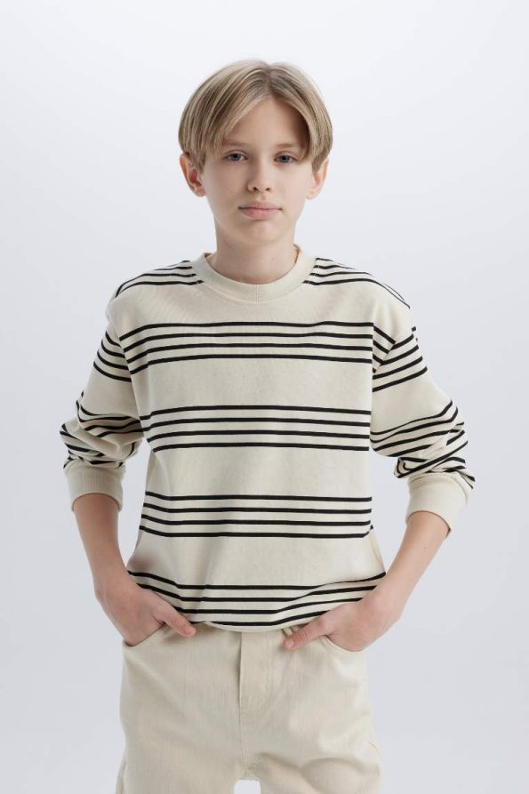 Boys' Striped Crew Neck Sweatshirt