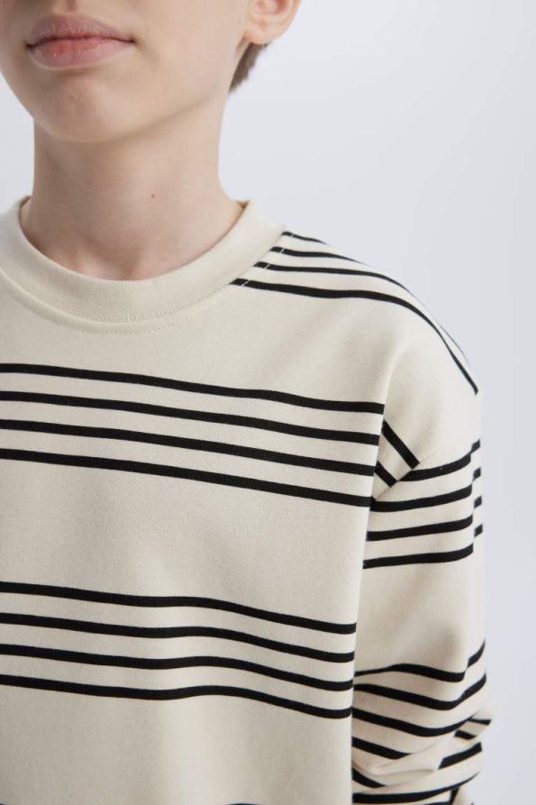 Boys' Striped Crew Neck Sweatshirt