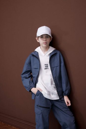 Boys' Oversized Half Zip Funnel Neck Bomber Jacket