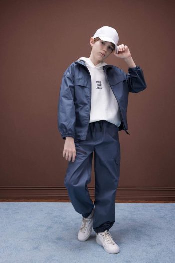 Boys' Oversized Half Zip Funnel Neck Bomber Jacket