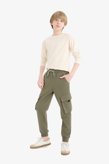 Boys' Elastic Waist Cargo Pocket Sweatpants