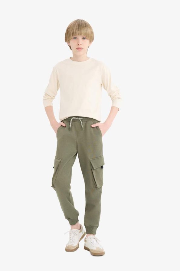 Boys' Elastic Waist Cargo Pocket Sweatpants