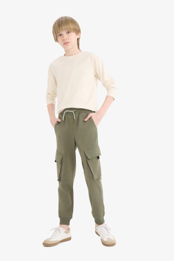 Boys' Elastic Waist Cargo Pocket Sweatpants