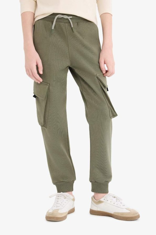 Boys' Elastic Waist Cargo Pocket Sweatpants