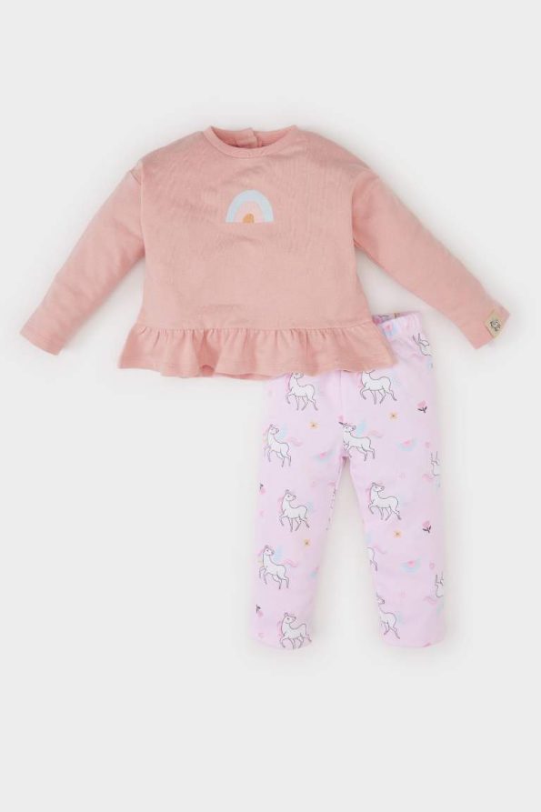 Girls' Baby 2-Piece Set with Unicorn Printed Sweatshirt and Elastic Waist Pants