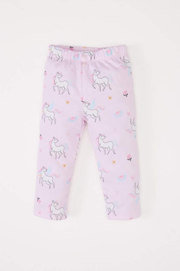 Girls' Baby 2-Piece Set with Unicorn Printed Sweatshirt and Elastic Waist Pants