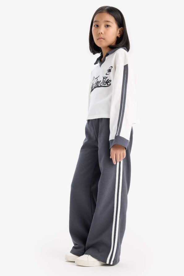 Girls' 2-Piece Set Printed Sweatshirt with Elastic Waist Wide Leg Jogger Pants