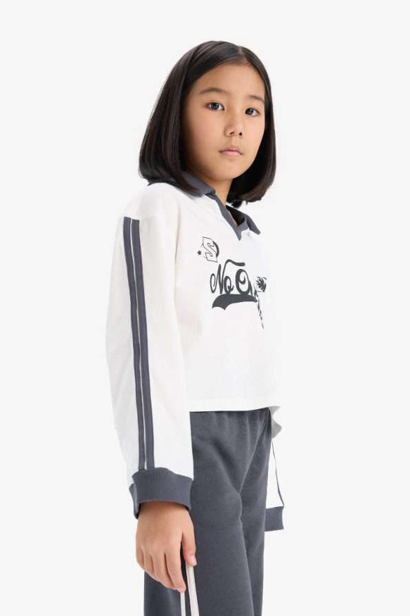 Girls' 2-Piece Set Printed Sweatshirt with Elastic Waist Wide Leg Jogger Pants