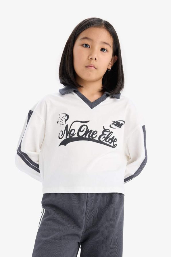 Girls' 2-Piece Set Printed Sweatshirt with Elastic Waist Wide Leg Jogger Pants