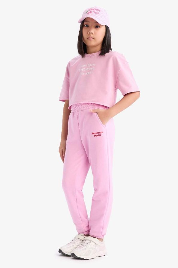 Girls' Printed Jogger Pants with Elastic Waist and Cuffs