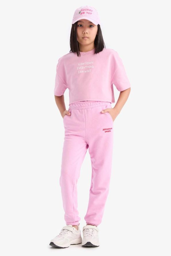 Girls' Printed Jogger Pants with Elastic Waist and Cuffs