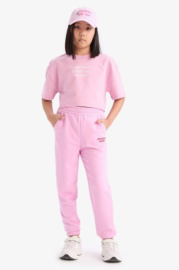 Girls' Printed Jogger Pants with Elastic Waist and Cuffs