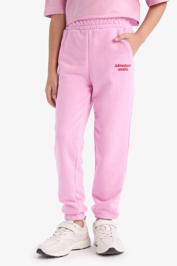 Girls' Printed Jogger Pants with Elastic Waist and Cuffs
