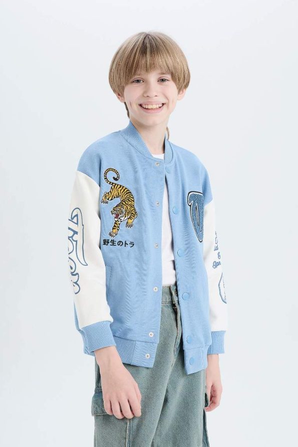 Boys' Printed College Collar Bomber Jacket
