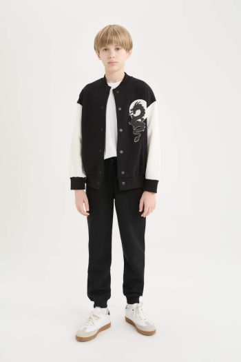 Boys' Printed College Collar Bomber Jacket