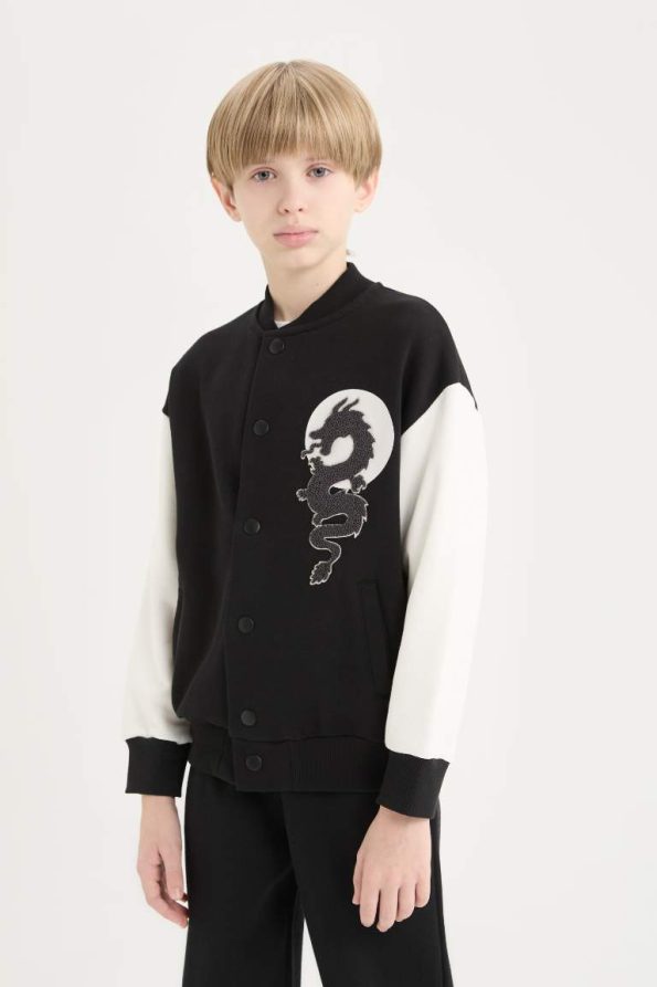 Boys' Printed College Collar Bomber Jacket