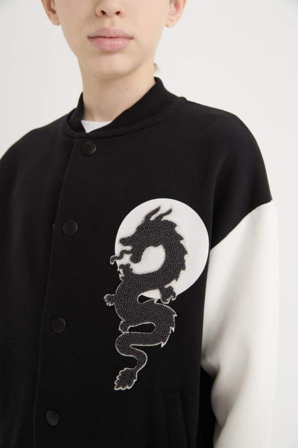 Boys' Printed College Collar Bomber Jacket