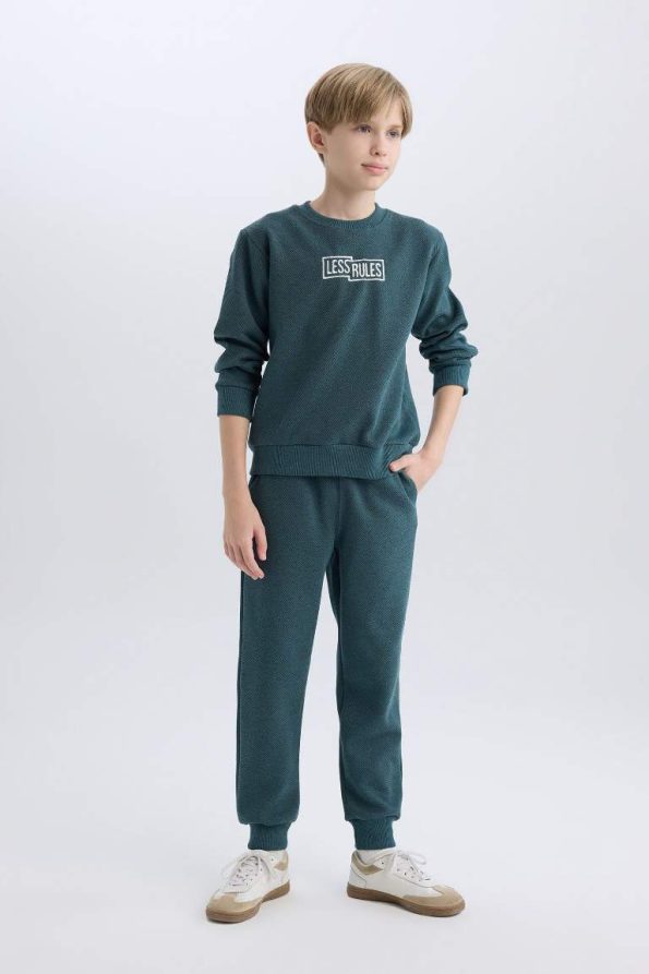 Boys' Two-Piece Printed Sweatshirt and Elastic Waist Pants Set