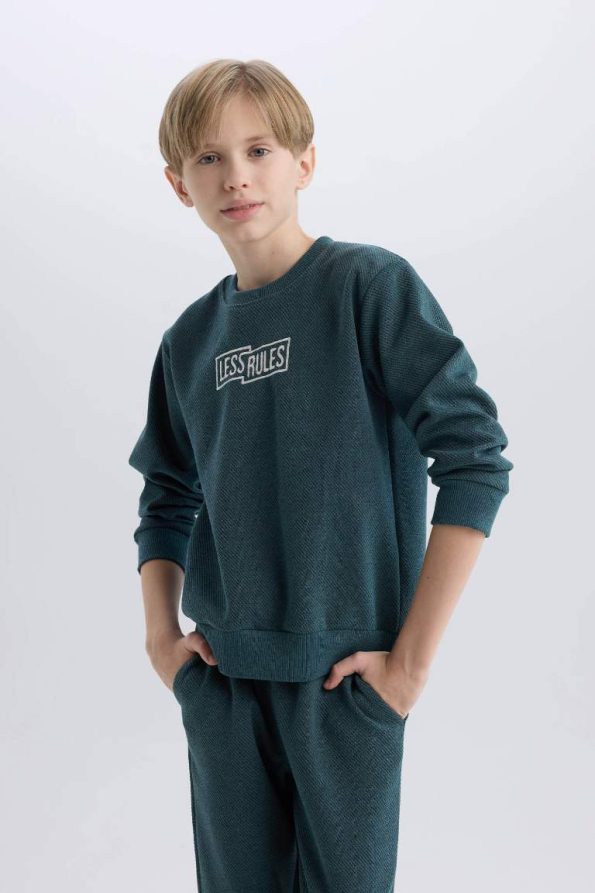 Boys' Two-Piece Printed Sweatshirt and Elastic Waist Pants Set