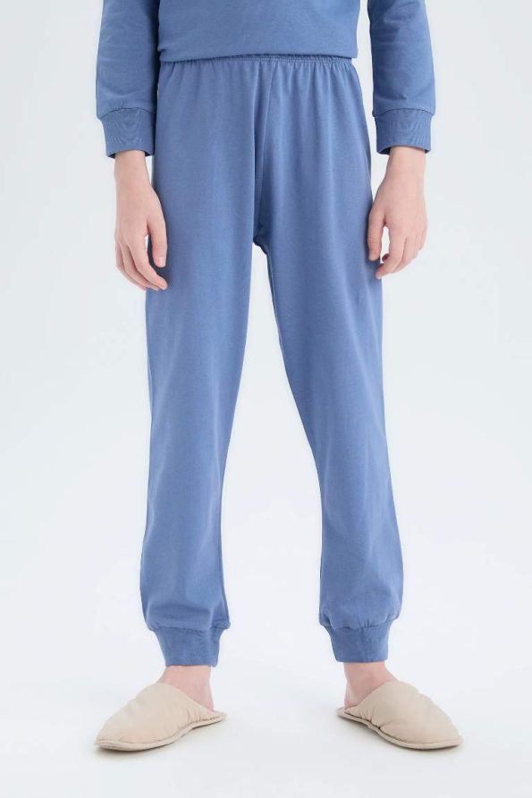 Boys' Printed Long Sleeve Pajama Set with Elastic Waist Pants
