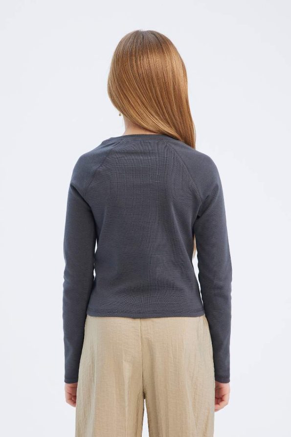 Girls' Printed Long Sleeve T-Shirt with Crew Neck
