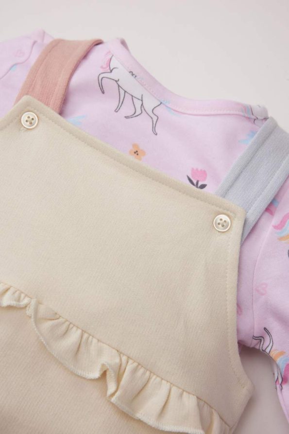 Girls' Baby 2-Piece Unicorn Print Sweatshirt and Overalls Set