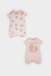 Girls' Newborn Dinosaur Print Cotton Short Sleeve Romper Set