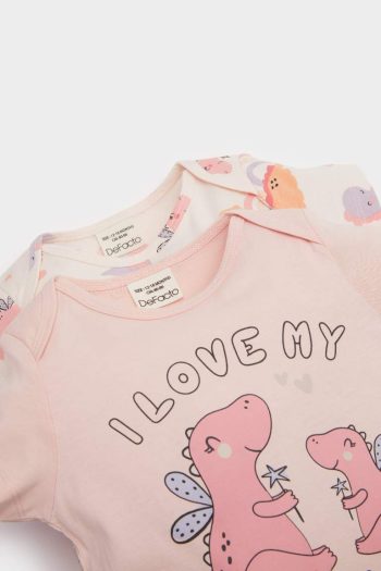 Girls' Newborn Dinosaur Print Cotton Short Sleeve Romper Set