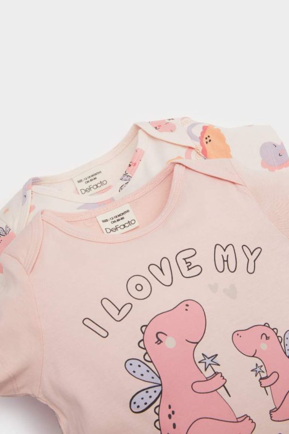 Girls' Newborn Dinosaur Print Cotton Short Sleeve Romper Set