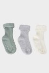 Non-Slip Sole Cotton Long Socks for Baby Girls - Set of 3