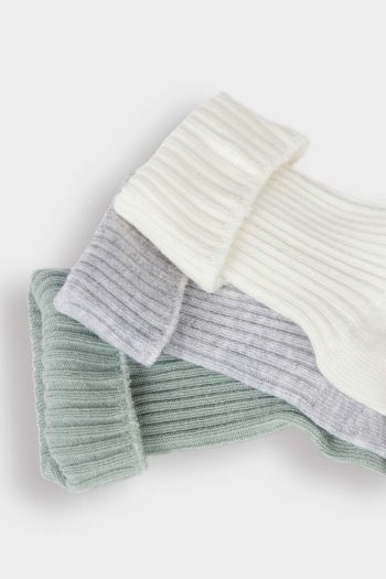 Non-Slip Sole Cotton Long Socks for Baby Girls - Set of 3