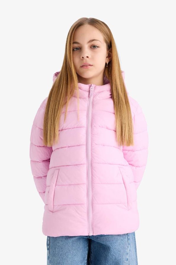 Girls' Waterproof Hooded Zip-Up Puffer Jacket