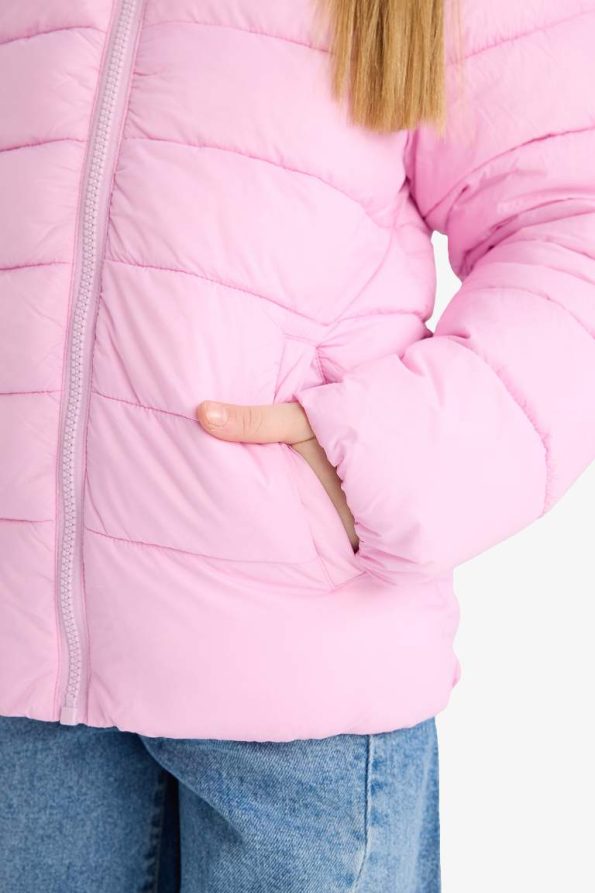 Girls' Waterproof Hooded Zip-Up Puffer Jacket