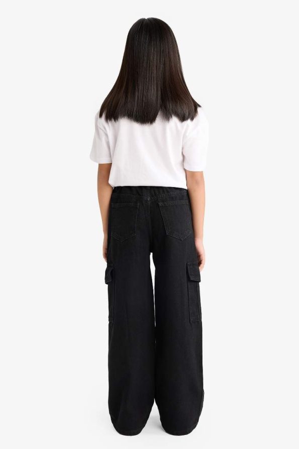 Girls' Wide Leg Cargo Jeans