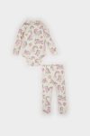 Girls' Baby 2-Piece Set Patterned Ribbed Long Sleeve Snap Bodysuit and Pants