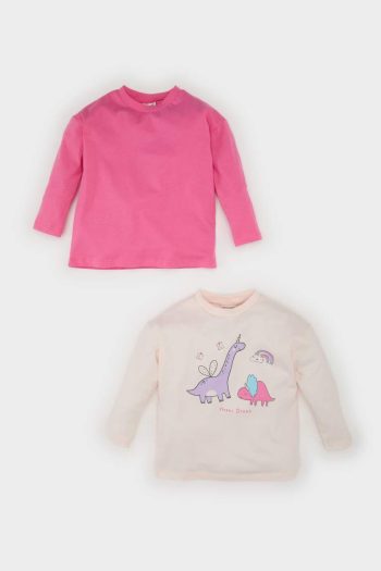 Baby Girl Newborn Dinosaur Print Crew Neck Long Sleeve T-Shirt Set