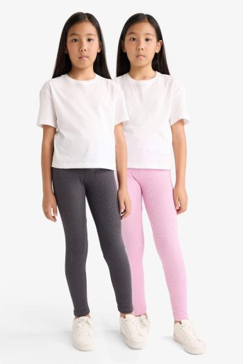 Girls' Ribbed Jersey Leggings - Set of 2