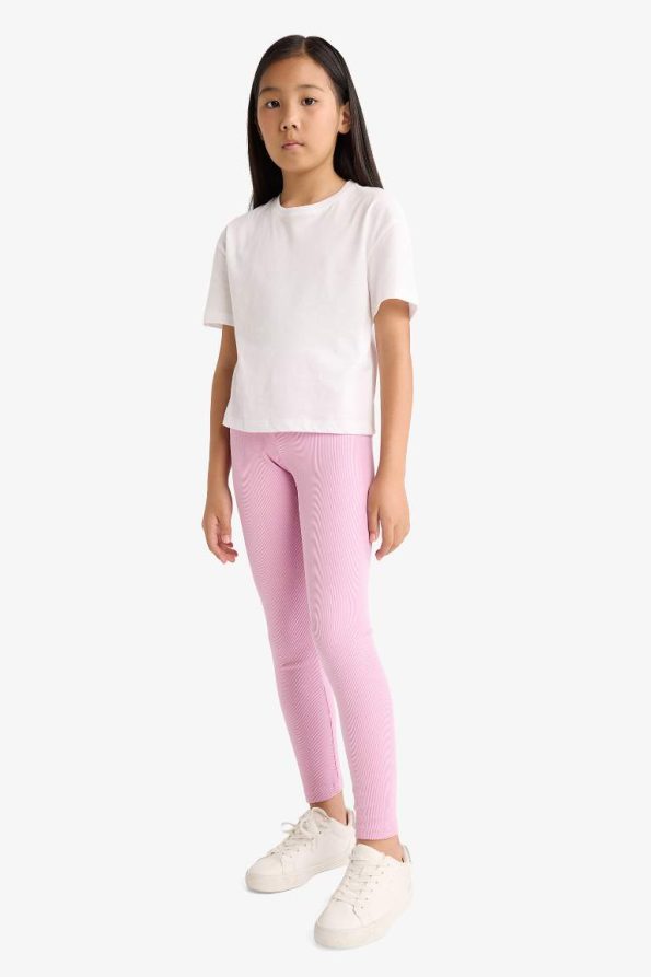 Girls' Ribbed Jersey Leggings - Set of 2