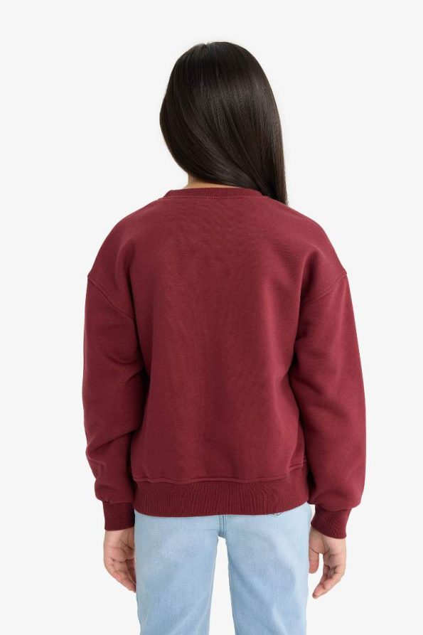 Girls' Relaxed Fit Crew Neck Printed Soft Fleece Sweatshirt