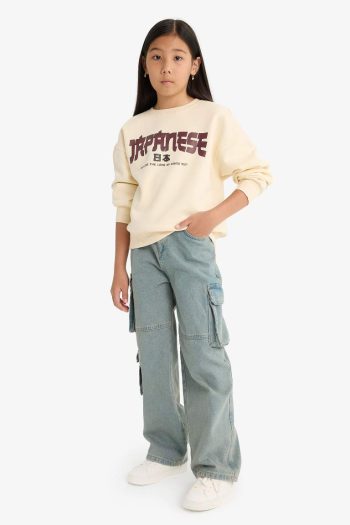 Girls' Relax Fit Printed Soft Fleece Sweatshirt