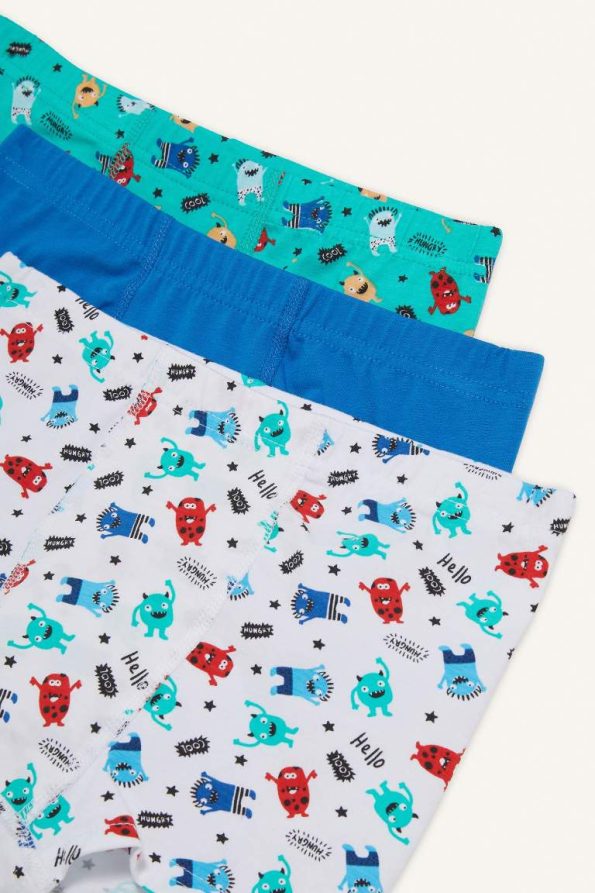 Boys' Monster Print 3-Pack Boxers